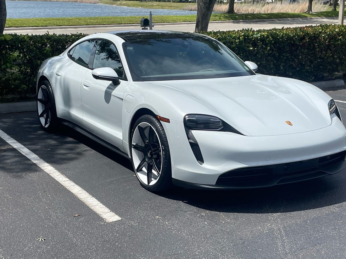 Porsche Taycan parked at home